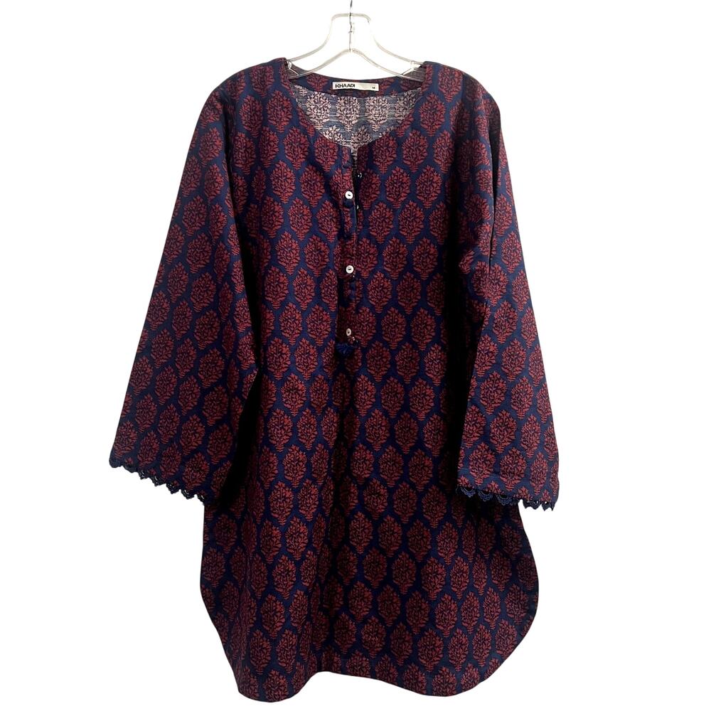 Khaadi pakistani long top size 12 purple blue